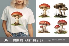 Watercolor Vintage Mushroom Sublimation Clipart Product Image 1