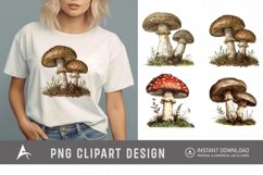 Watercolor Vintage Mushroom Sublimation Clipart Product Image 1