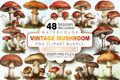 Vintage Mushroom Sublimation Clipart Bundle Product Image 1