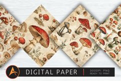 Vintage Mushrooms Digital Paper Product Image 1