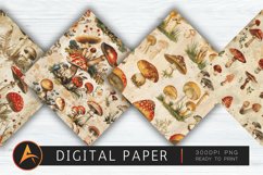 Vintage Mushrooms Digital Paper Product Image 1
