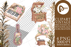 Vintage Music And Floral Sublimation Product Image 1