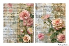 Vintage Old Music Notes and Roses Junk Journal Printable Product Image 3