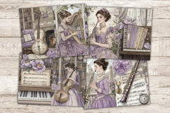 GlamArtZhanna, Vintage Music Journal Paper, Victorian Woman Pages, Music Instrument Kit, Sheet Music Collage, Piano Guitar Violin, Musical Lover Gift, My Porch Prints, Scrapbooking Supplies, Printable Ephemera, Fussy ATC Card, Digital Scrapbook Kit, Music