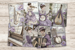 GlamArtZhanna, Vintage Music Journal Paper, Victorian Woman Pages, Music Instrument Kit, Sheet Music Collage, Piano Guitar Violin, Musical Lover Gift, My Porch Prints, Scrapbooking Supplies, Printable Ephemera, Fussy ATC Card, Digital Scrapbook Kit, Music