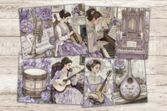 GlamArtZhanna, Vintage Music Journal Paper, Victorian Woman Pages, Music Instrument Kit, Sheet Music Collage, Piano Guitar Violin, Musical Lover Gift, My Porch Prints, Scrapbooking Supplies, Printable Ephemera, Fussy ATC Card, Digital Scrapbook Kit, Music