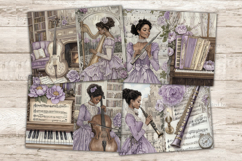 GlamArtZhanna, Vintage Music Journal Paper, Victorian Woman Pages, African American Woman, Music Instrument Kit, Sheet Music Collage, Piano Guitar Violin, My Porch Prints, Scrapbooking Supplies, Printable Ephemera, Fussy ATC Card, Digital Scrapbook Kit, M