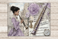 GlamArtZhanna, Vintage Music Journal Paper, Victorian Woman Pages, African American Woman, Music Instrument Kit, Sheet Music Collage, Piano Guitar Violin, My Porch Prints, Scrapbooking Supplies, Printable Ephemera, Fussy ATC Card, Digital Scrapbook Kit, M