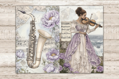 GlamArtZhanna, Vintage Music Journal Paper, Victorian Woman Pages, African American Woman, Music Instrument Kit, Sheet Music Collage, Piano Guitar Violin, My Porch Prints, Scrapbooking Supplies, Printable Ephemera, Fussy ATC Card, Digital Scrapbook Kit, M