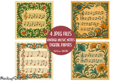 Vintage Music Note Papers Printable for Scrapbooking Crafts Product Image 1