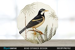 Vintage Myna Bird Spinner Sublimation Design PNG Product Image 1