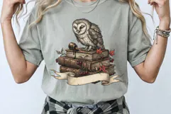 Vintage Natural Grumpy Barn Owl Grimoires Blank Banner PNG Product Image 3