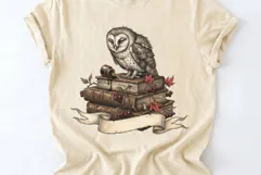 Vintage Natural Grumpy Barn Owl Grimoires Blank Banner PNG Product Image 2