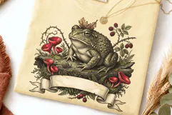 Vintage Natural Grumpy Bullfrog with Blank Ribbon Banner PNG Product Image 2