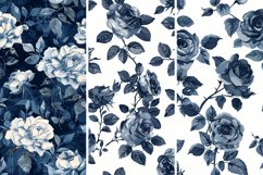 Vintage Navy Roses Digital Paper Bundle Product Image 2