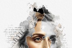 Vintage Newspaper Collage Portrait Art Photo Effect Product Image 6