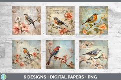 Bundle of six Decoupage Nightingales Paper Backgrounds designs.
