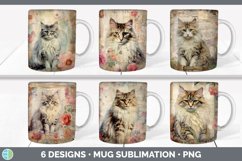 Bundle of six Decoupage Norwegian Forest Cats Mug Wrap designs.