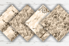 Vintage Nautical Digital Paper, Sepia Ocean Seamless Designs Product Image 5
