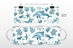 Vintage Ocean Life Ornament Mug Wrap PNG