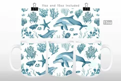 Vintage Ocean Life Ornament Mug Wrap PNG