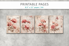 floral antique paper junk journal pages, vintage collage Product Image 2