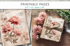 floral antique paper junk journal pages, vintage collage Product Image 3