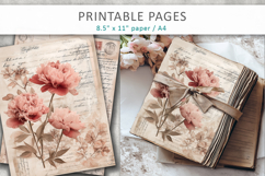 floral antique paper junk journal pages, vintage collage Product Image 4