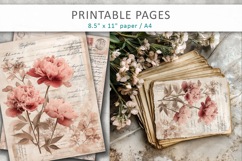 floral antique paper junk journal pages, vintage collage Product Image 5