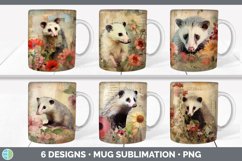 Bundle of six Decoupage Opossums Mug Wrap designs.