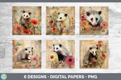 Bundle of six Decoupage Opossums Paper Backgrounds designs.
