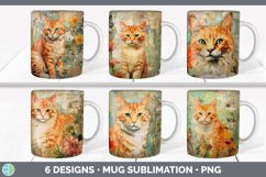 Bundle of six Decoupage Orange Cats Mug Wrap designs.
