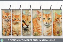 Bundle of six Decoupage Orange Cats Tumbler designs.