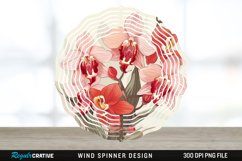 Vintage Orchid Flowers Wind Spinner Sublimation Design PNG Product Image 1