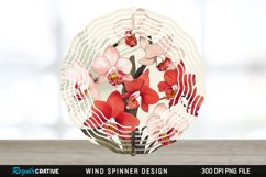 Vintage Orchid Flowers Wind Spinner Sublimation Design PNG Product Image 1