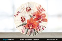Vintage Orchid Flowers Wind Spinner Sublimation Design PNG Product Image 1