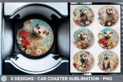 Bundle of six Decoupage Otters Car Coaster designs.
