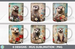 Bundle of six Decoupage Otters Mug Wrap designs.