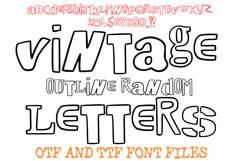 Vintage Outline Random Letters Alphabet Ransom Note ABC Font Product Image 1