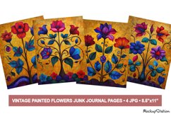 Vintage Flowers Junk Journal Pages | Folk Scrapbooking JPG Product Image 1
