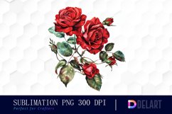 Vintage Painted Red Roses Watercolor Clipart Product Image 1