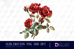 Vintage Painted Red Roses Watercolor Clipart Product Image 1