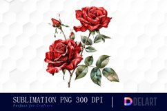 Vintage Painted Red Roses Watercolor Clipart Product Image 1