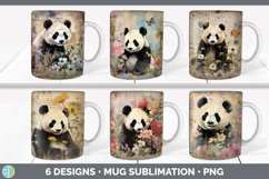 Bundle of six Decoupage Panda Bears Mug Wrap designs.