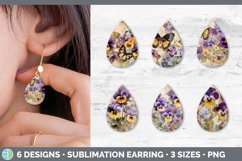 Bundle of six Decoupage Pansies Teardrop Earrings designs.