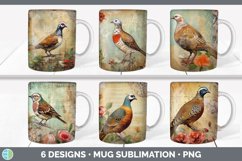 Bundle of six Decoupage Partridges Mug Wrap designs.