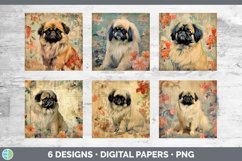 Bundle of six Decoupage Pekingese Paper Backgrounds designs.