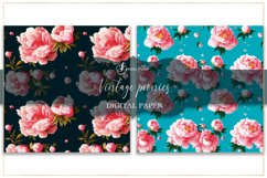 Vintage peonies digital paper, seamless pattern design Product Image 7