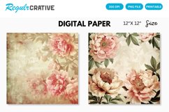 Vintage Peonies Flowers Seamless Digital Paper Product Image 1