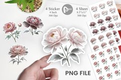 Sticker Peony Sketch Product Image 1